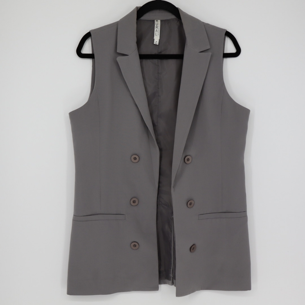 Gray Sleeveless Blazer Vest